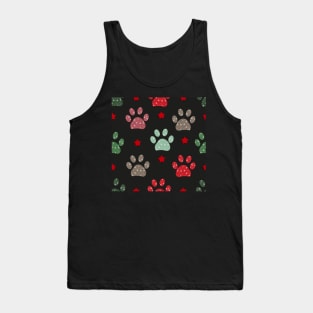 Paw print and snowflakes Merry Christmas white pattern Tank Top